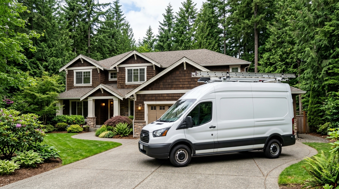 Bothell Electrical Pros emergency service van on call in Fitzgerald (98021)
